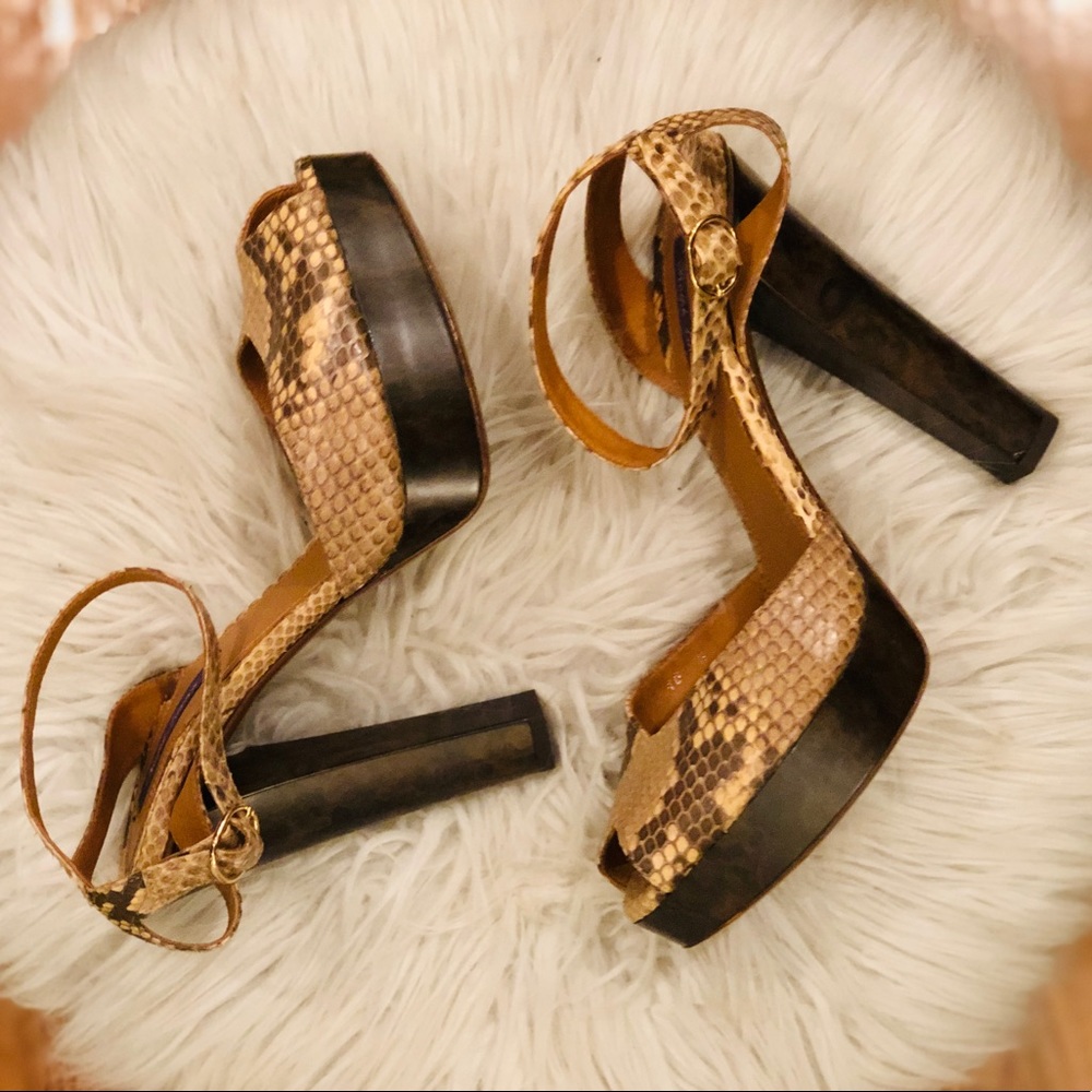 Ralph Lauren Collection Tan Python Heels - image 1